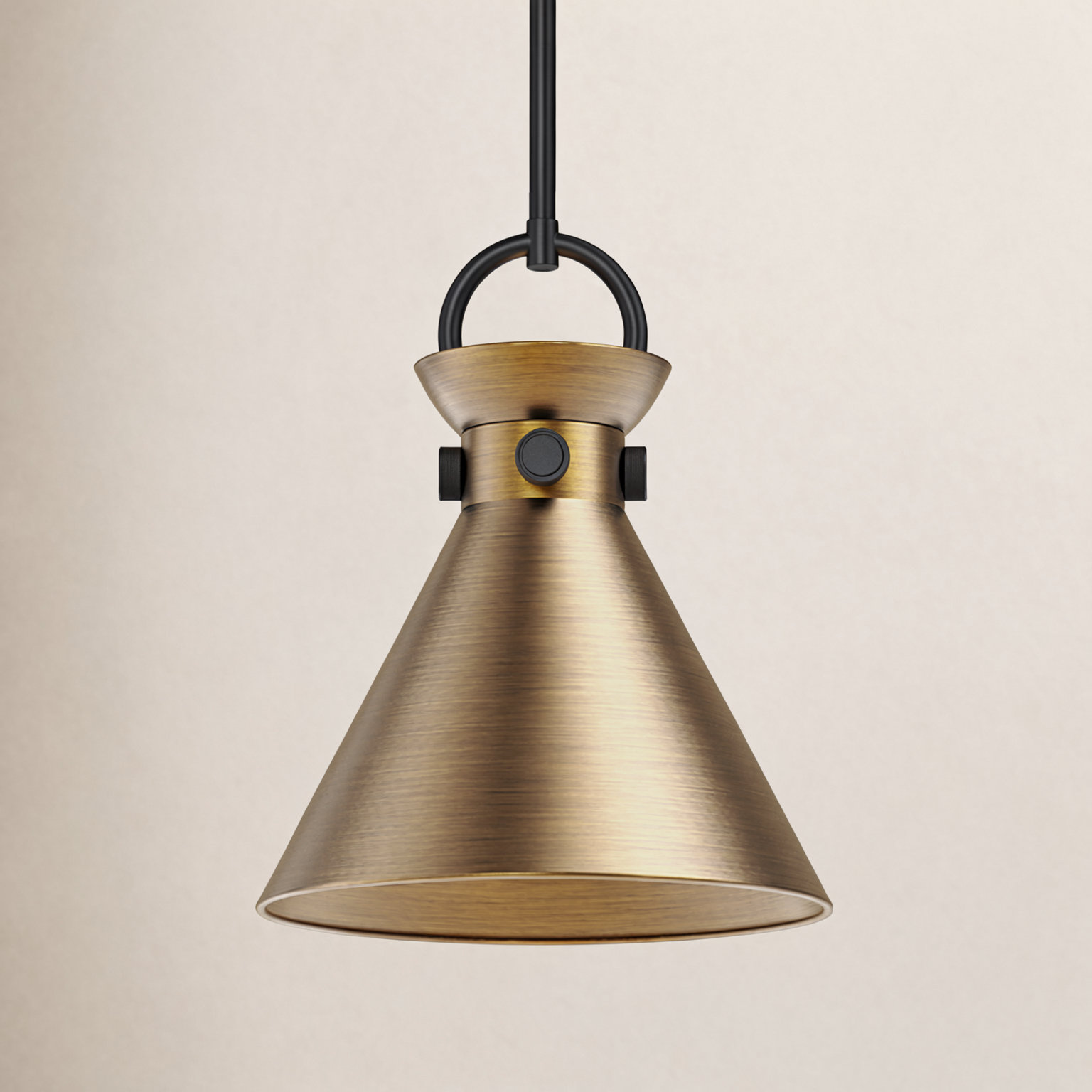 Tiney Single Light Pendant, Gold, 12.75" H x 10.5" W x 10.5" D, Matte Black