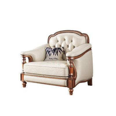 American Retro Style Solid Wood Leather Chair 38.9