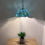 Luminaire suspendu Beliff Tiffany avec ampoules DEL en verre coloré bleu l 16 po x P 16 po x H 75 po