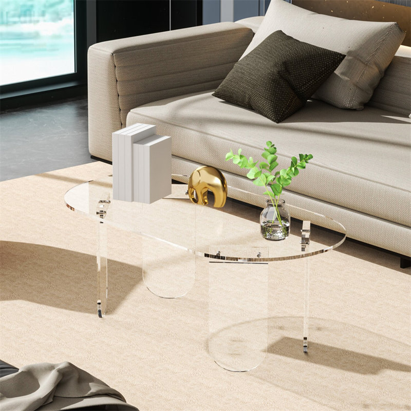 Table de centre ovale en acrylique transparent Paetynn, Clair, H 13,78 po x L 37,4 po x l 19,69 po