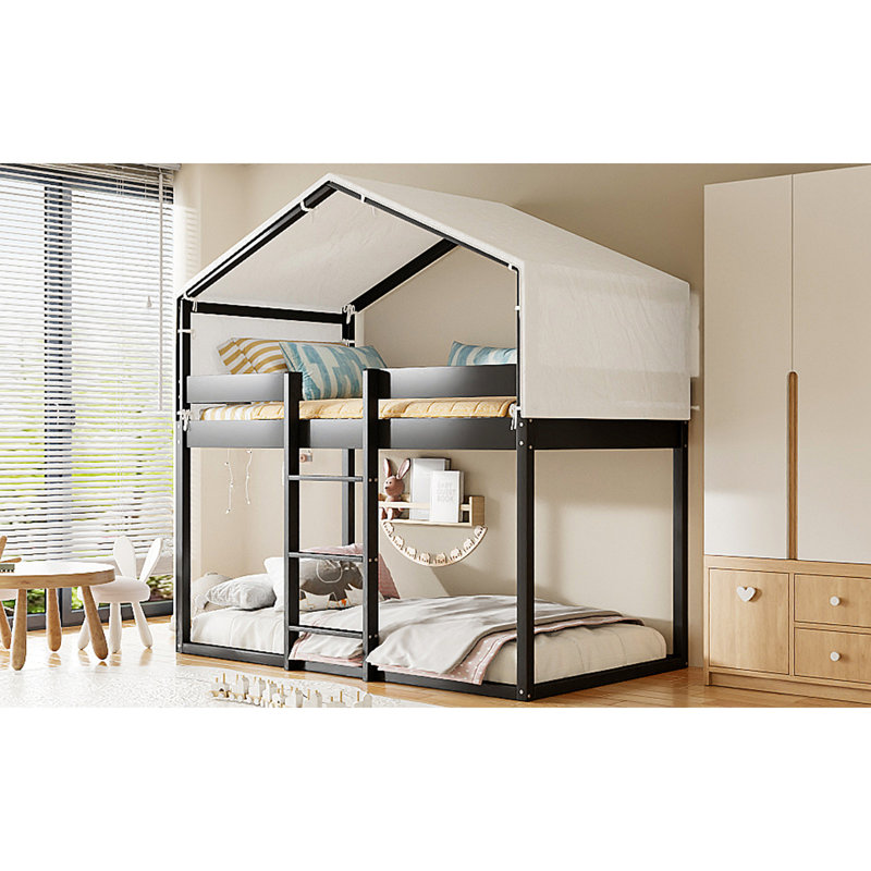 Lit superposé en bois avec tente, Espresso
