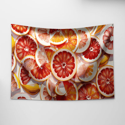 Tapisserie murale fruit pamplemousse blanc