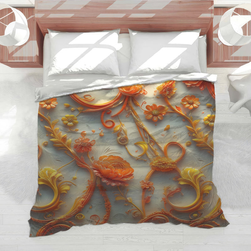 Vibrant Floral Arrangement Comforter, Simple extra long
