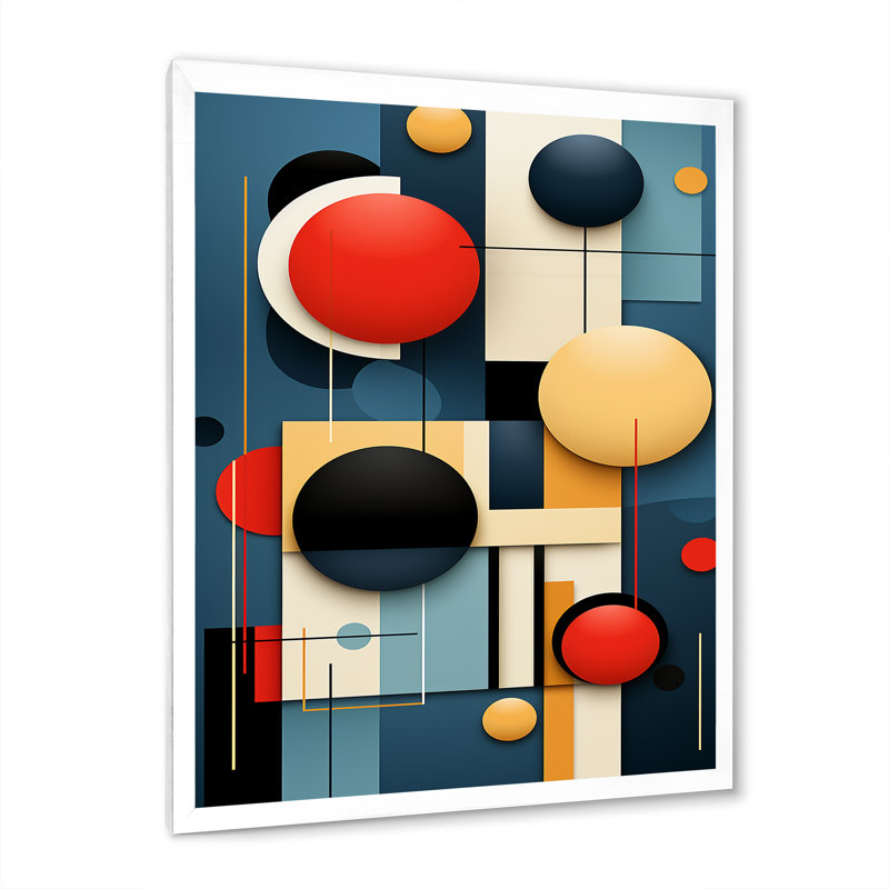 «Retro Bliss Abstract Circular Geometrics I», reproductions d'art mural géométrique moderne, H 44 po x l 34 po x P 1,5 po