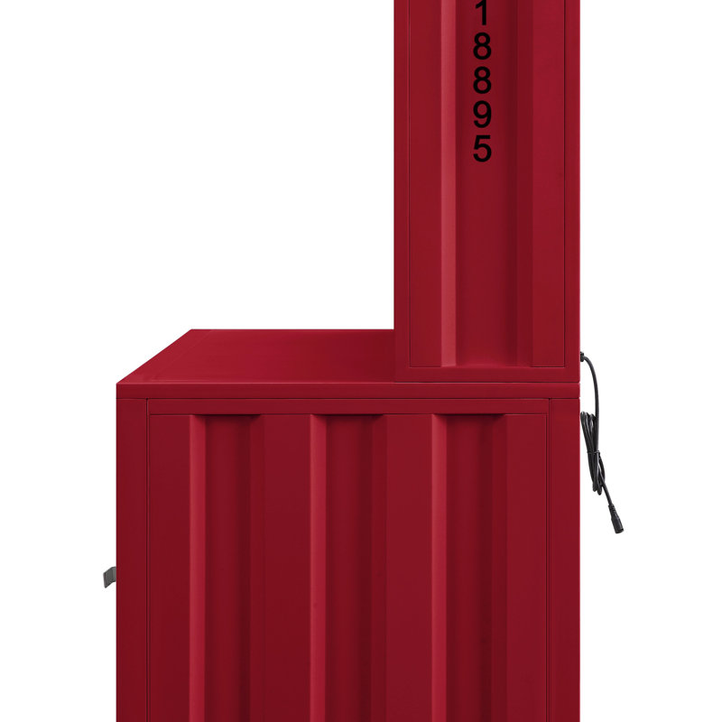Bureau d'écriture à 1 porte avec rehausse, Rouge