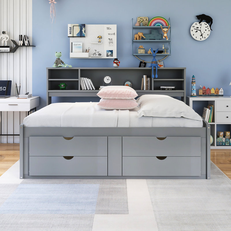 Full Size Wood Kids Beds, Gray