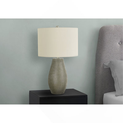 Lighting, 24"H, Table Lamp, Grey Resin, Ivory / Cream Shade, Contemporary