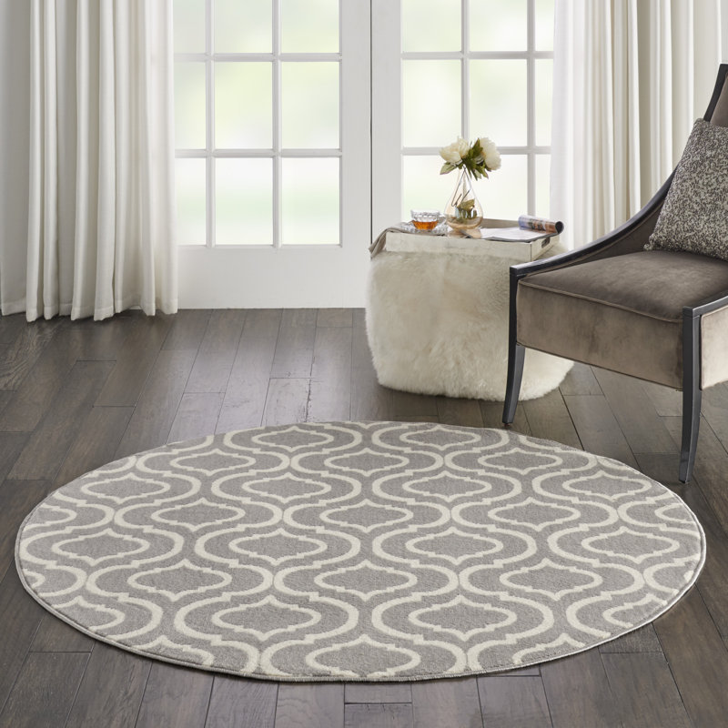 Tapis gris Sheron, Rond 5 pi 3 po