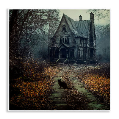 " Cat at Eerie Haunted Mansion " Graphic Art Print