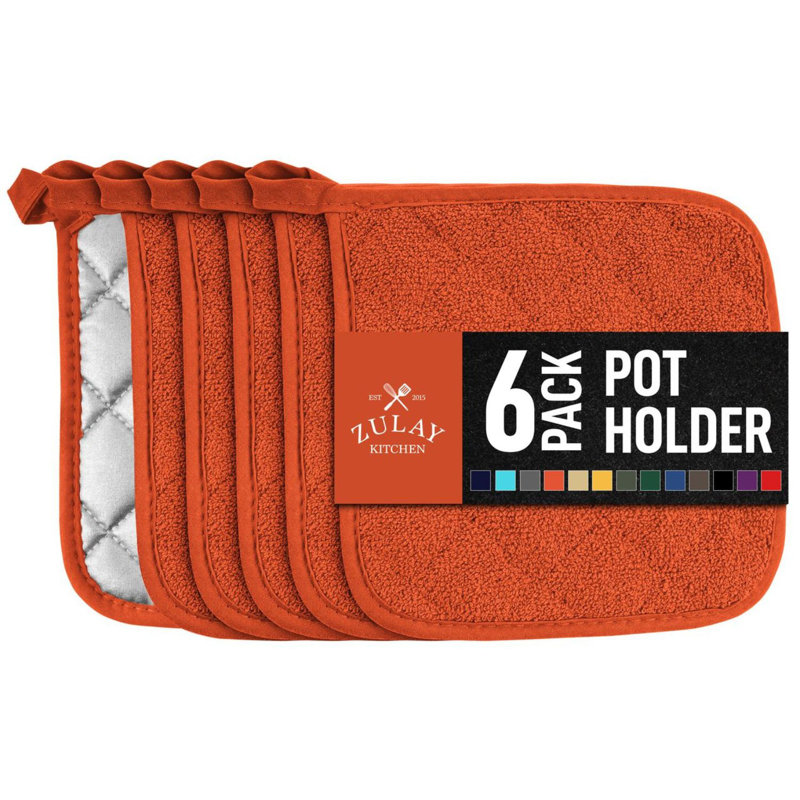 Paquet de 6 porte-casseroles en coton Zulay Kitchen - Sunny , Orange