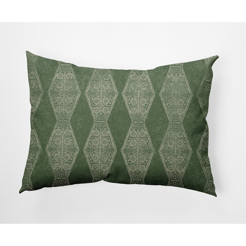 Geometric Outdoor Reversible Throw Pillow, Green