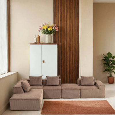 Canapé modulaire en velours avec repose-pieds