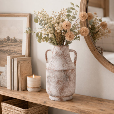 11" Rustic Ceramic Vase with Side Handles
