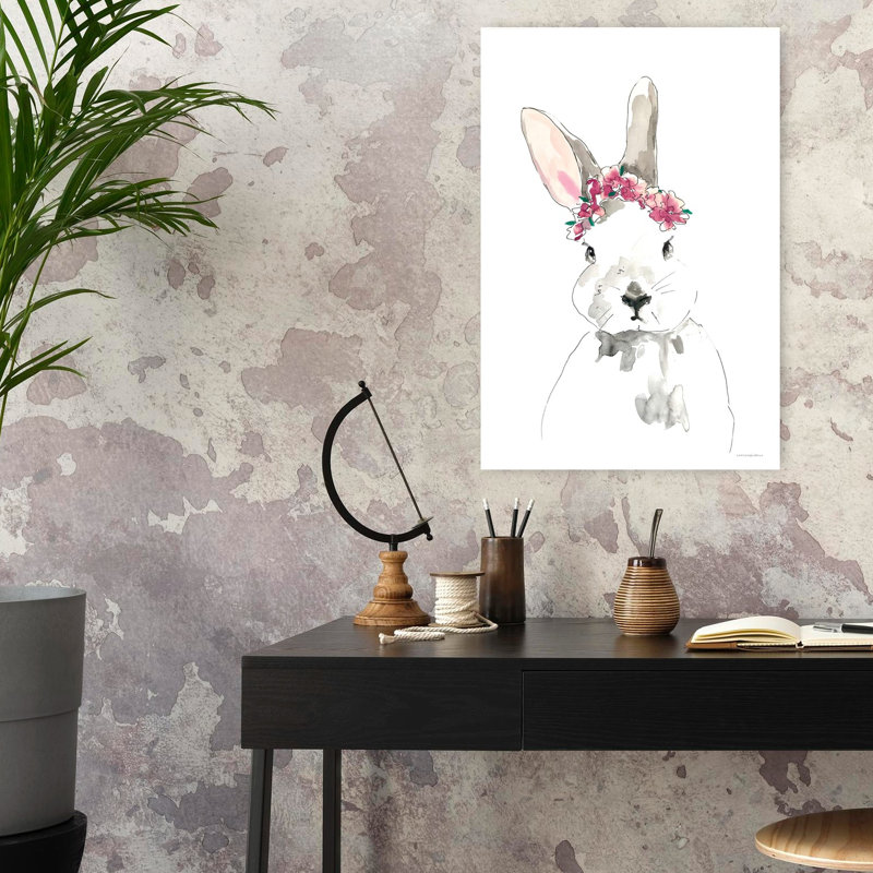 Petit lapin abstrait, art contemporain de lapin au printemps, H 24 po x l 16 po