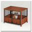 Meuble cage pour chien en noyer cannelé avec portes doubles