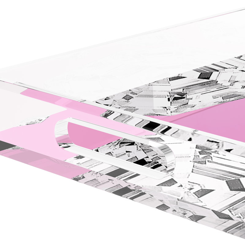 Plateau décoratif rectangulaire en pierres précieuses Got Rocks, 17"W x 10.5"D x 2"H, Pink
