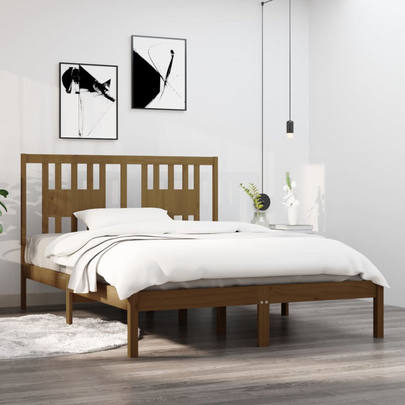 Bed Frame Solid Wood, natural, European Kingsize (160 x 200 cm)