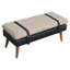 Banc rembourré en cuir Boucle X, pieds nordiques, noir et beige