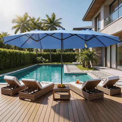 Parasol rectangulaire de 15 pi à double face avec base incluse