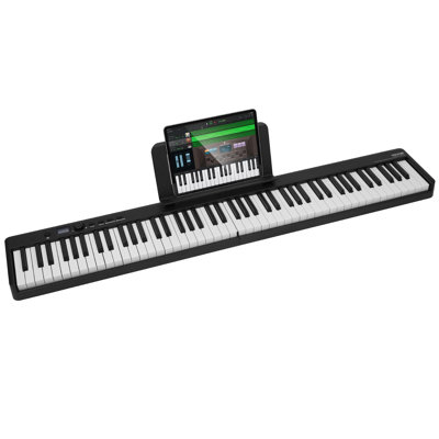 88 touches pour clavier pliable, Bluetooth et midi, piano numérique électronique pliable portable avec sac à pédales de soutien, touches tactiles, rechargeables pour débutants, adolescents, adultes, noir
