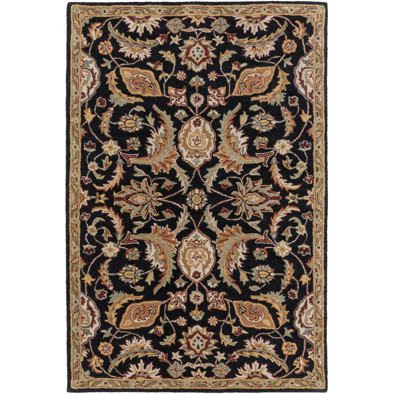 Oriental Handmade Tufted Wool Black/Camel/Beige/Brown Area Rug, Rectangle 7'6" x 9'6"