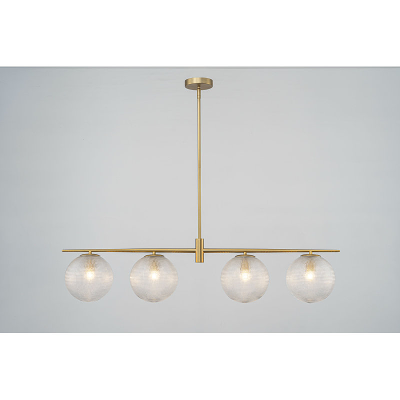 Kaynen 4-Light Dimmable Linear Pendant, Gold, Clear