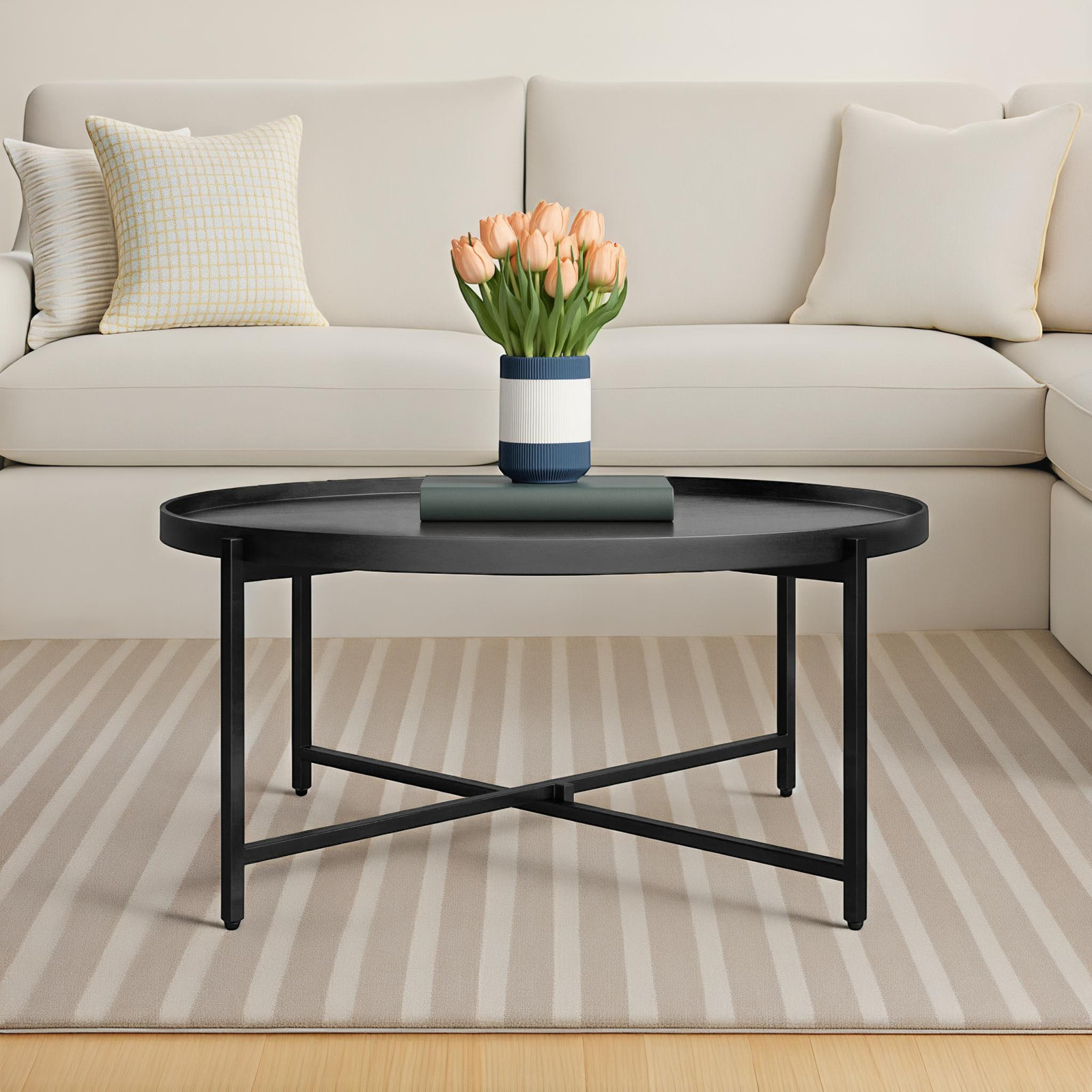 Esma Modern Coffee Table, 14" H x 32" L x 32" W
