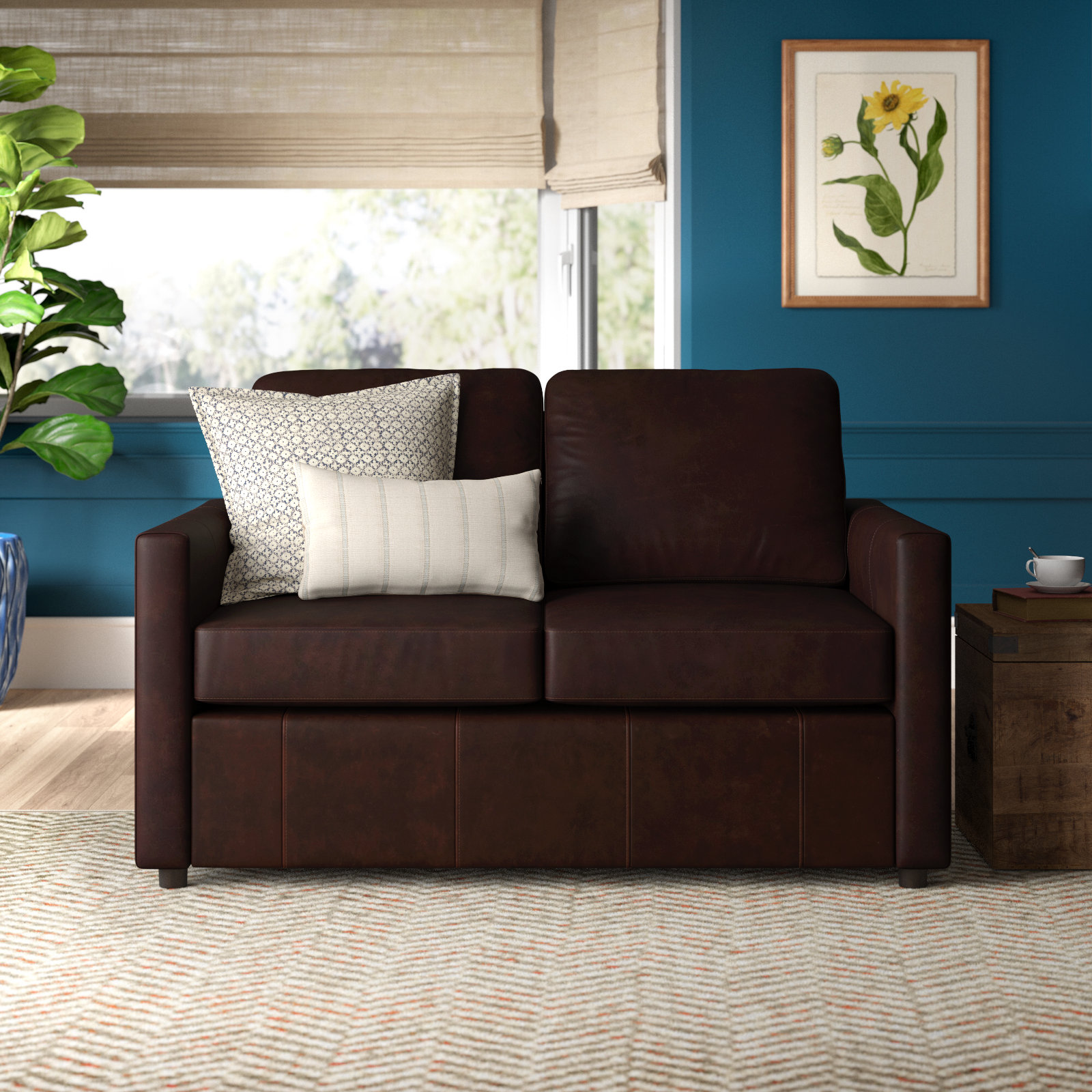 Savannah 58'' Leather Loveseat, Bistro Rustic Genuine Leather