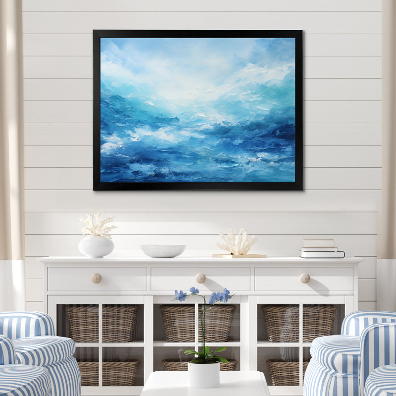 «Blue Infinity Of The Ocean II», art sur toile océan, H 34 po x l 44 po x P 1,5 po, Cadre simple noir