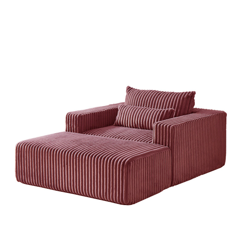 Upholstered Chaise Lounge, Red Corduroy