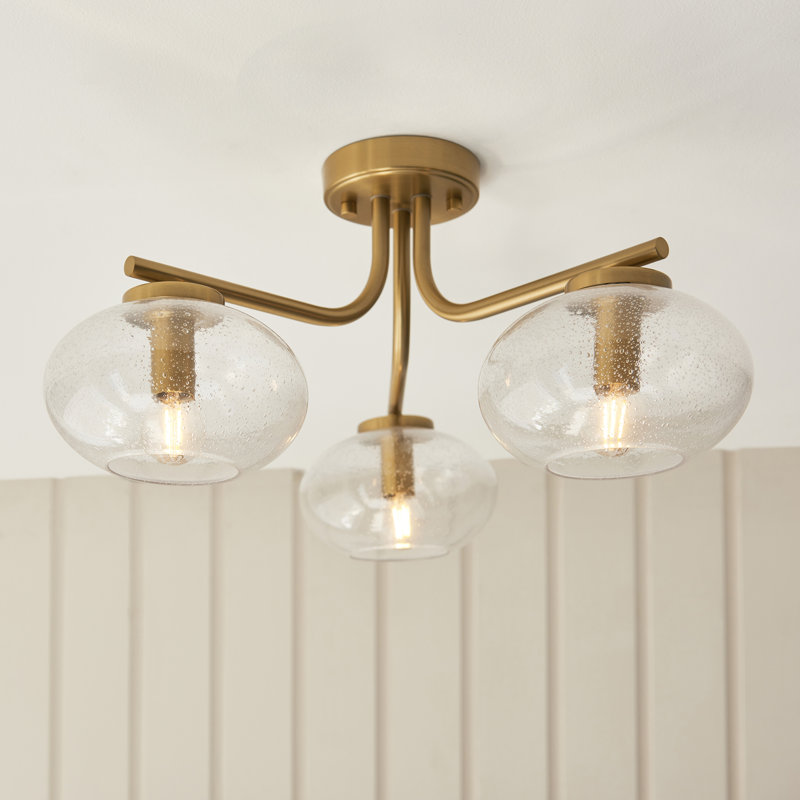 Jako Semi Flush Ceiling Light, 26cm H x 60cm W x 60cm D, 3 Lights