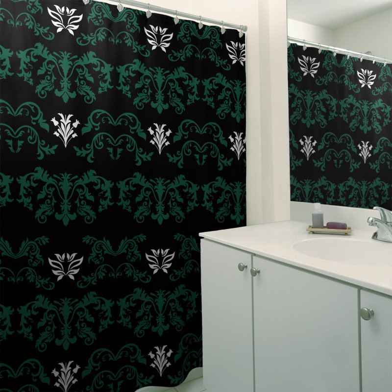 Rideau de douche New York, Noir / Vert / Blanc