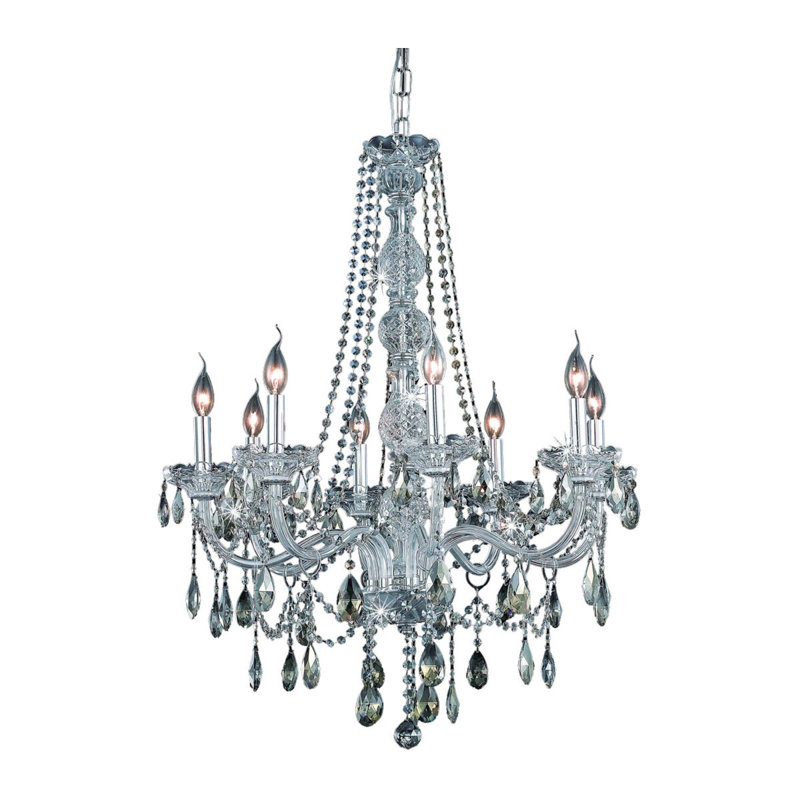 Mullinix Chandelier, Chrome / Golden Teak (Smoky) / Royal Cut