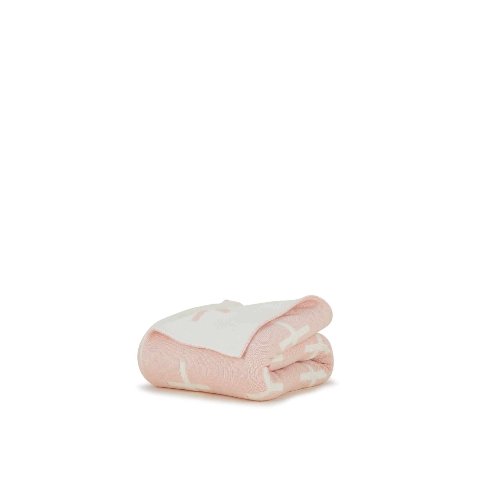 Knitted Throw Blanket, White/Blush