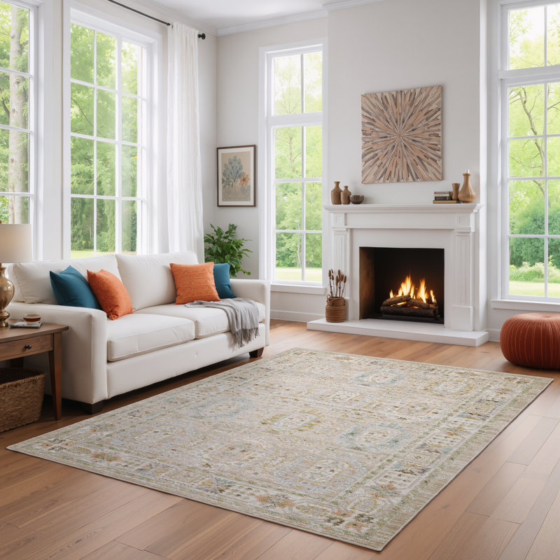 Goulart Machine Woven Oriental Area Rug, Rectangle 6'7" x 9'6"