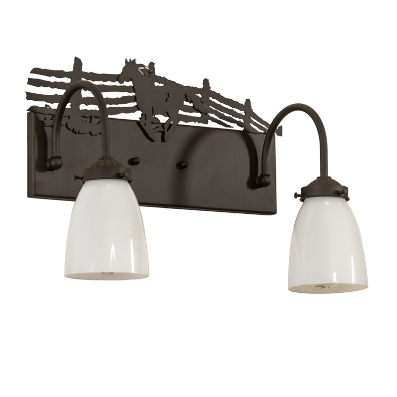 16" Wide Running Horses 2 Light Vanity Light, 11.5" H x 16" W x 8" D, Oil Rubbed Bronze