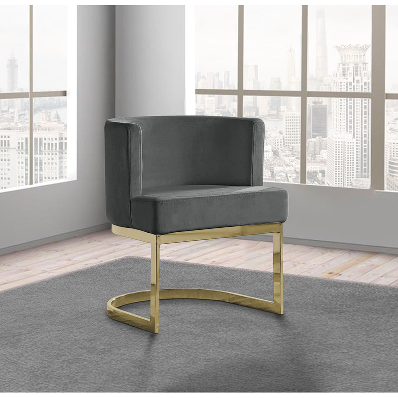 Chaise d'appoint en velours Dmitri, Gris foncé, Doré