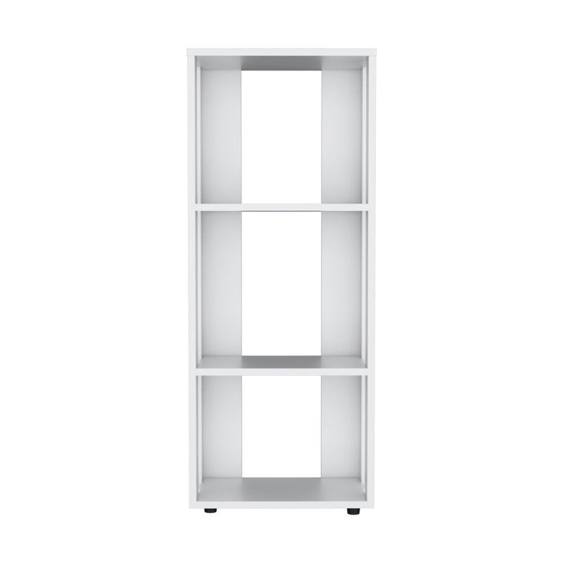 Bibliothèque de 39 pouces à quatre niveaux avec armoire de rangement, Blanc