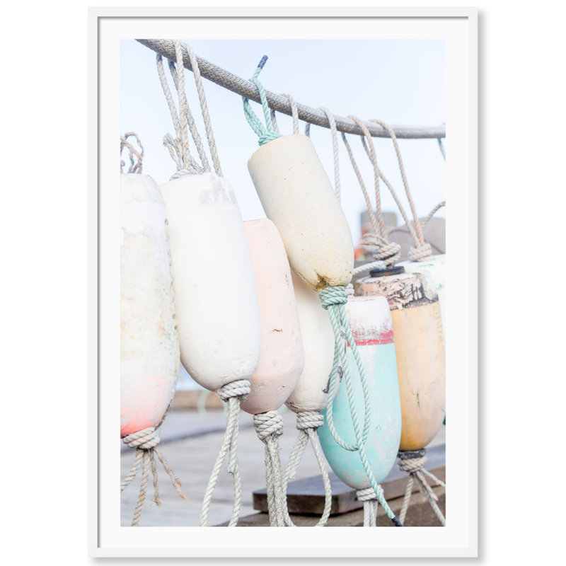 Pastel Buoys Print by Carly Tabak, White Wood, 31" W x 44" H
