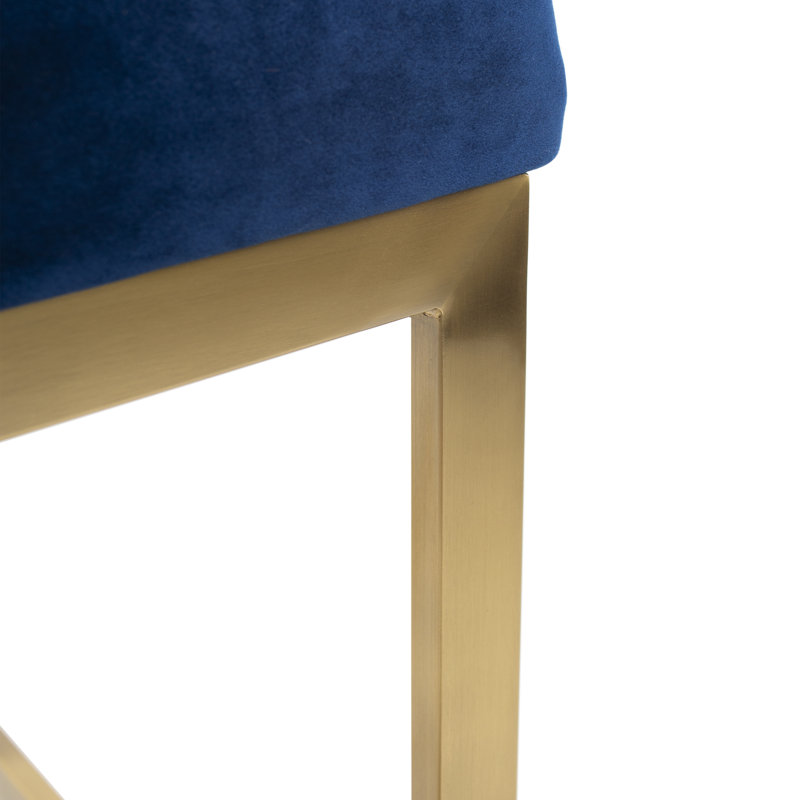 Berenice 26.5" Height Brass Stainless Steel Barstool, Blue