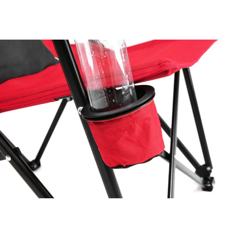 Chaise rouge avec porte-gobelet, support de 250 lb, pliable pour l'extérieur, le camping et le jardin, Rouge