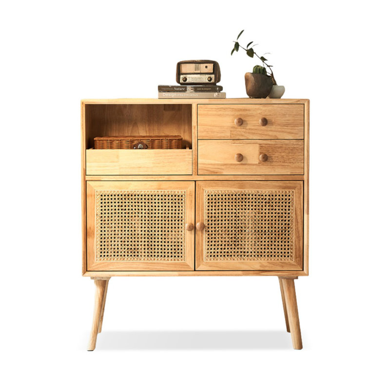 Buffet Mid-Century moderne en bois massif Burlywood