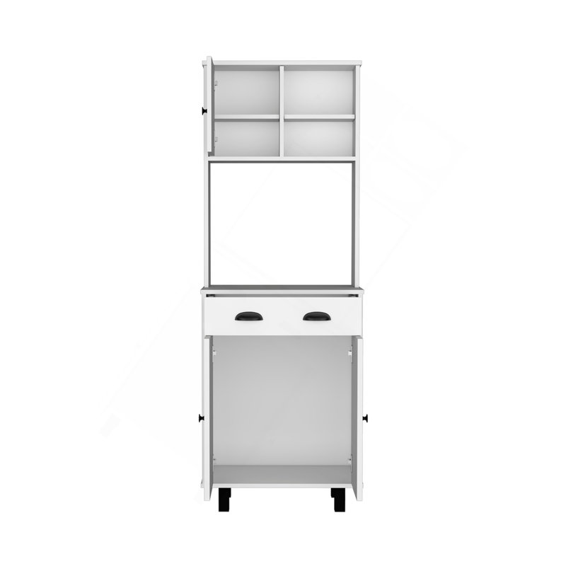 Garde-manger Waco H 67 po avec deux armoires, deux tablettes ouvertes et un tiroir, blanc
