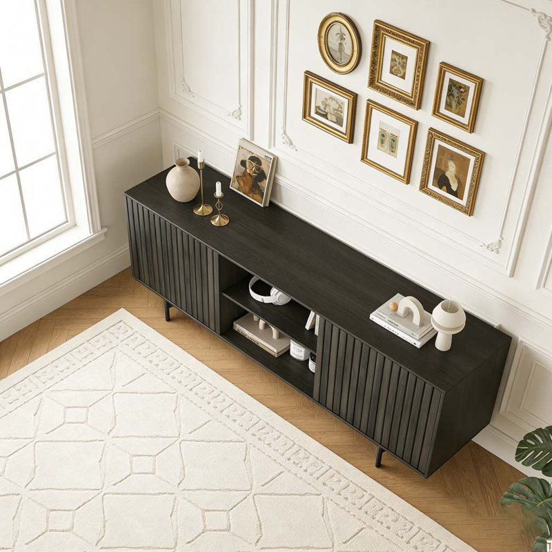 Modern TV Stand for TVs Up to 75", Black
