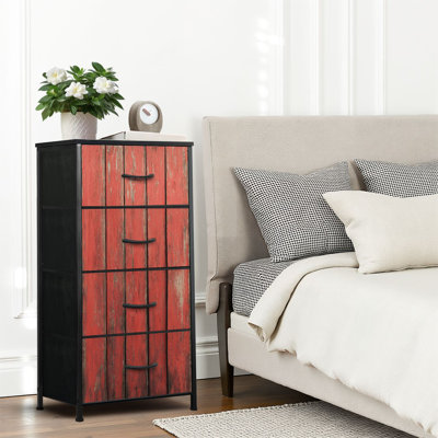 4 Drawer Dresser for Bedroom, Narrow Chest of Drawers, Wooden Top and Study Iron Frame 18"x37.5"-(WxH)