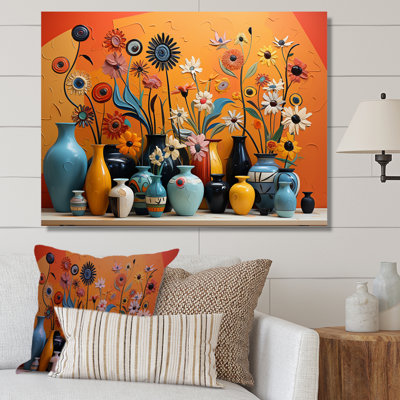 «Orange Boho Pottery Expressions II», art mural Boho