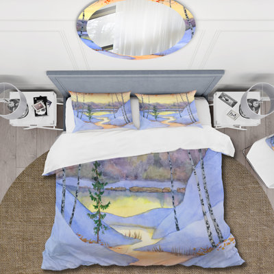Stream In The Winter Forest II - Lake House Duvet Cover Set - Microfiber Polyester