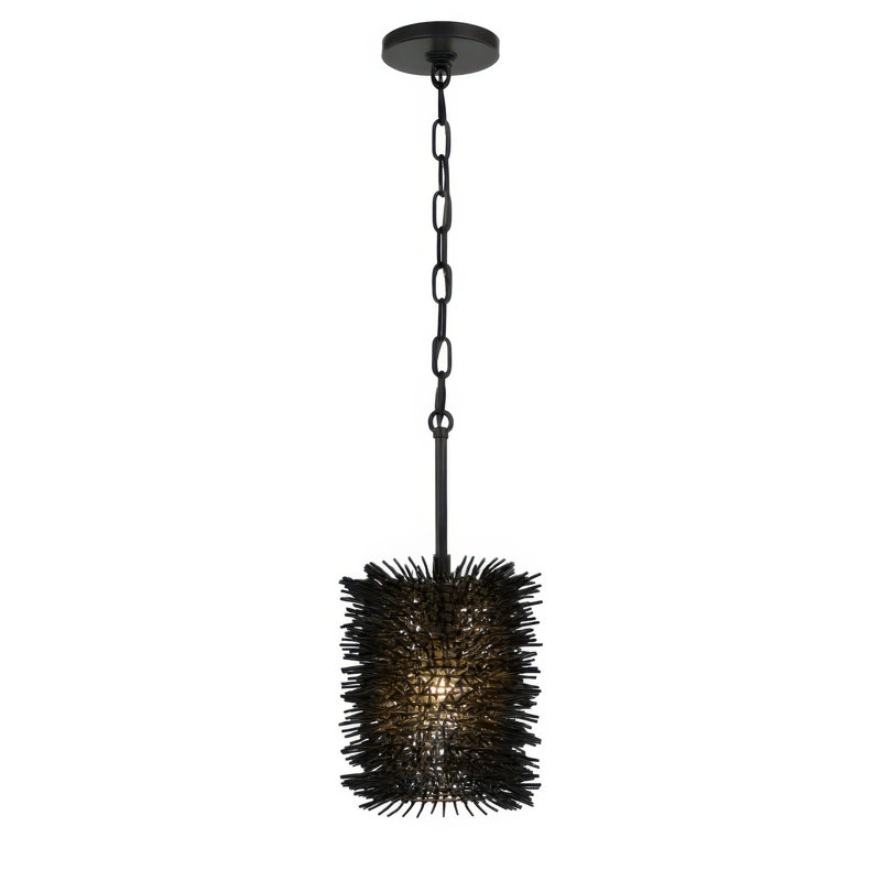 Mini-luminaire suspendu cylindrique Urchin, Noir