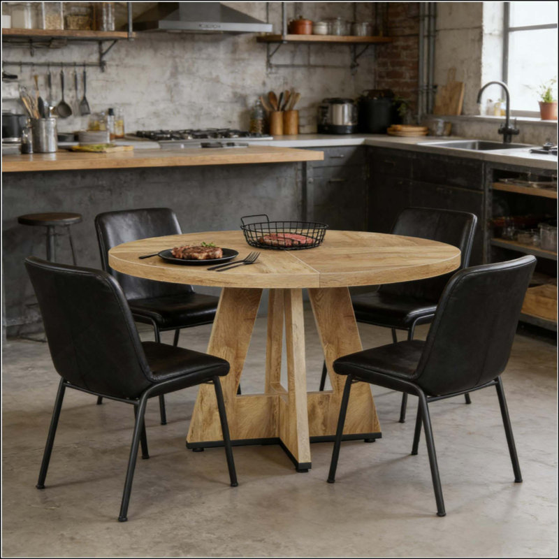 Modern Round Dining Table,Dinner Table,Home Kitchen Table(Only Dinner Table), Natural