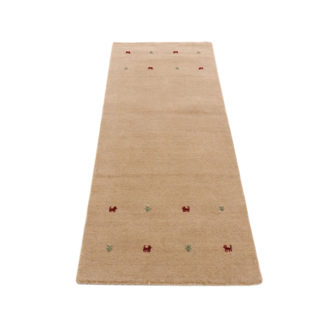 Handgefertigter Teppich Gabbeh Uni aus Wolle in Beige